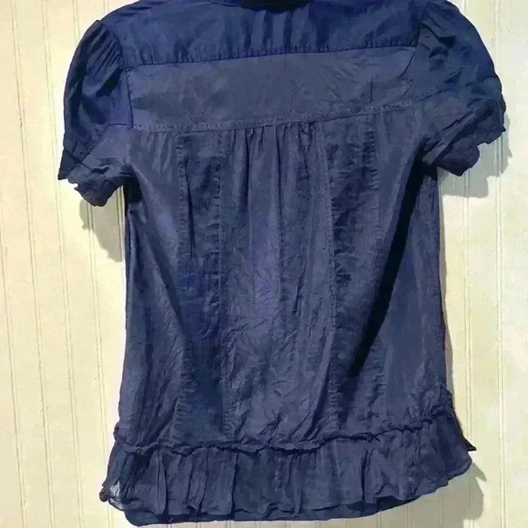 Dian von furstenburg navy button down silk blouse sz. 4 . Office , quite luxury - Picture 6 of 7